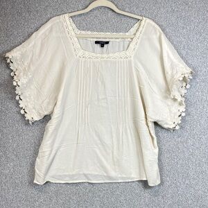 Lindex boho blouse M cottagecore feminine dainty lace square neckline